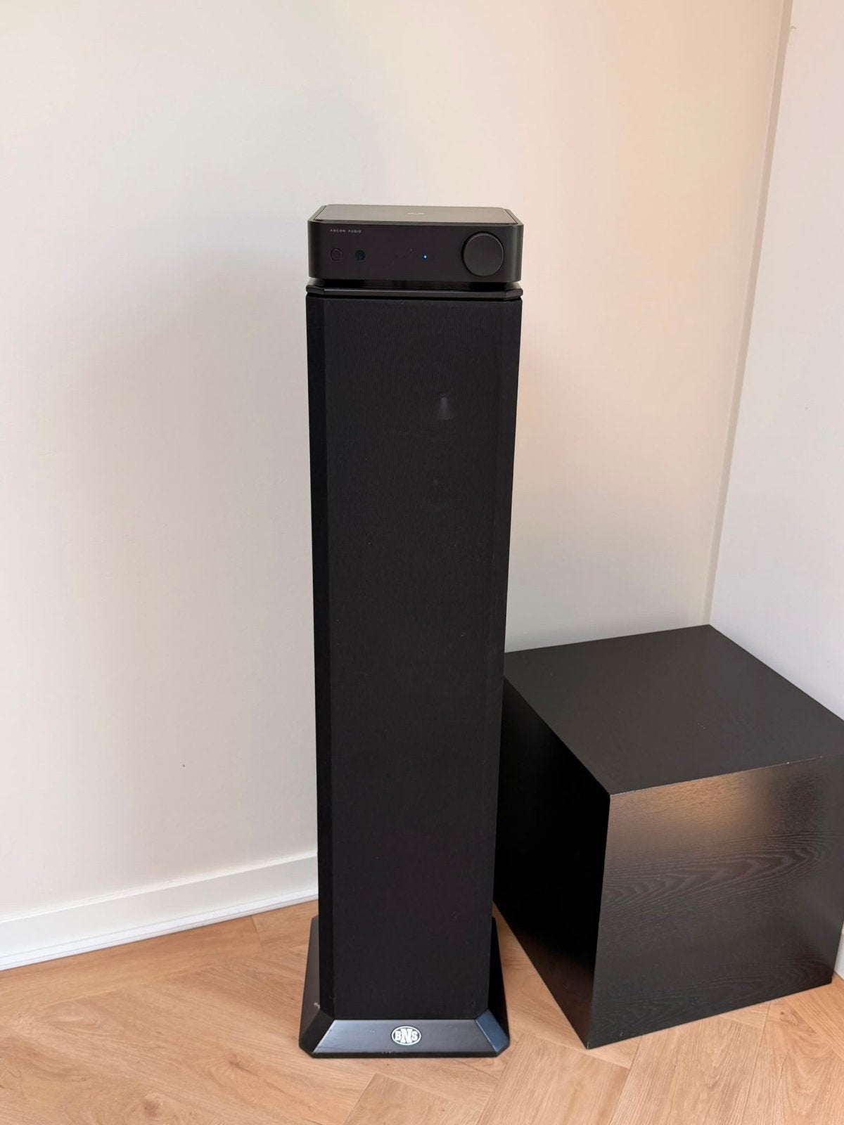 BNS Soundcolumn SC 2 E speakers met Argon Audio SA1 versterk, Losse componenten, Zo goed als nieuw, Speakers, Ophalen