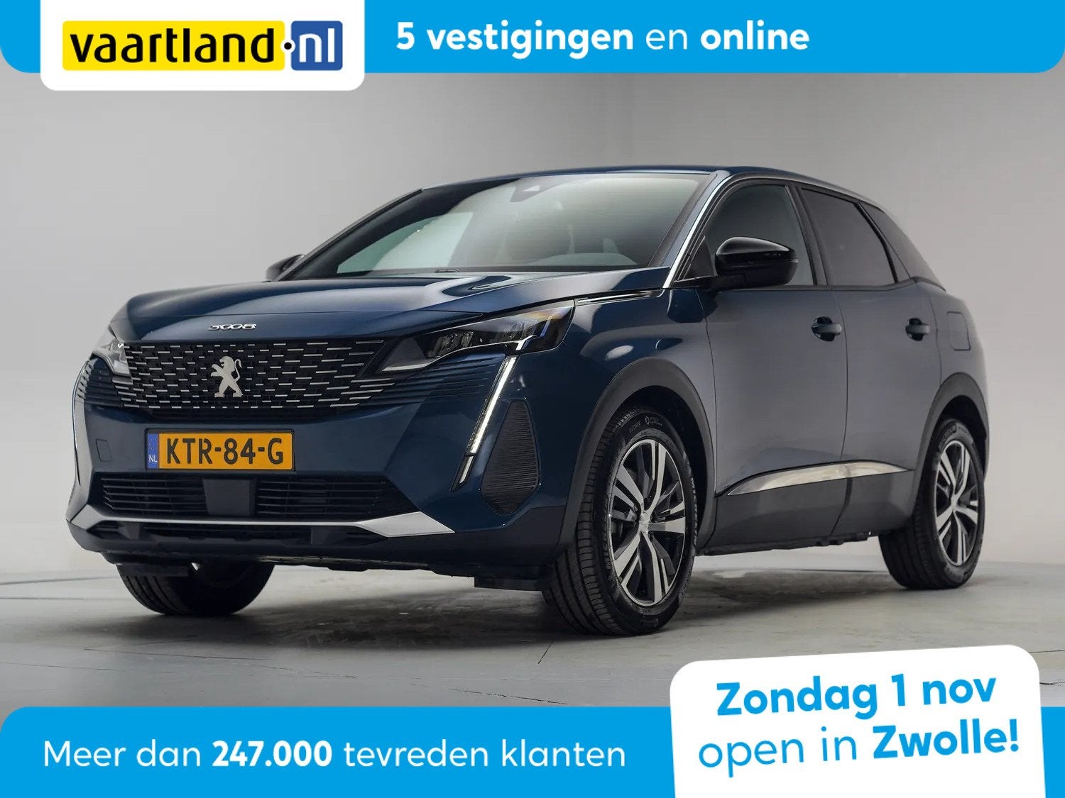 Peugeot 3008 Hybrid 180 Allure Pack [ Navi Apple/Android Cli, Auto's, Automaat, Verwarmde buitenspiegels, 150 pk, Blauw