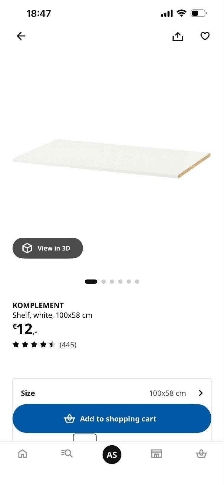 IKEA KOMPLEMENT Plank 100x58 cm wit, Ophalen, Nieuw