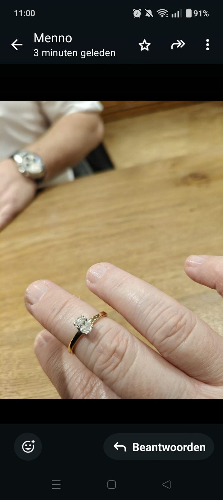 Verlovingsring lab grown diamant 0.5ct 18k goud maat 58, Sieraden, Tassen en Uiterlijk, Ringen, Zo goed als nieuw, Dame, 18 tot 19