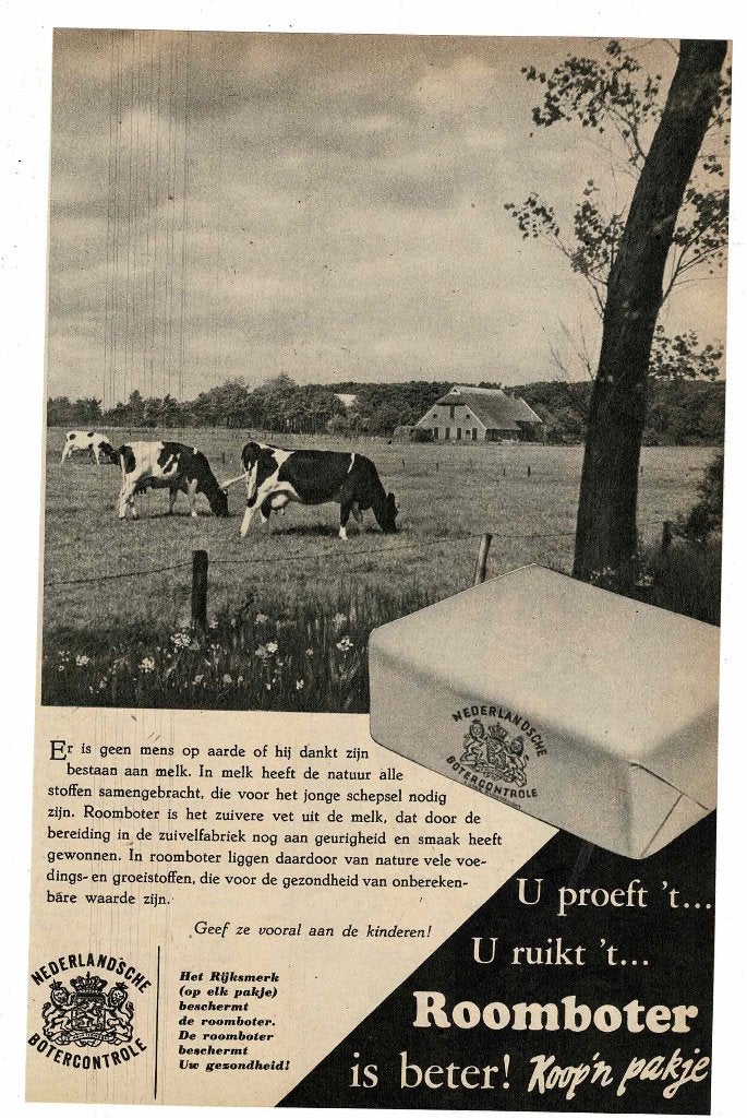 Koop'n pakje ROOMBOTER U Proeft't U ruikt't is beter 1950, Verzenden, Zo goed als nieuw, Overige typen