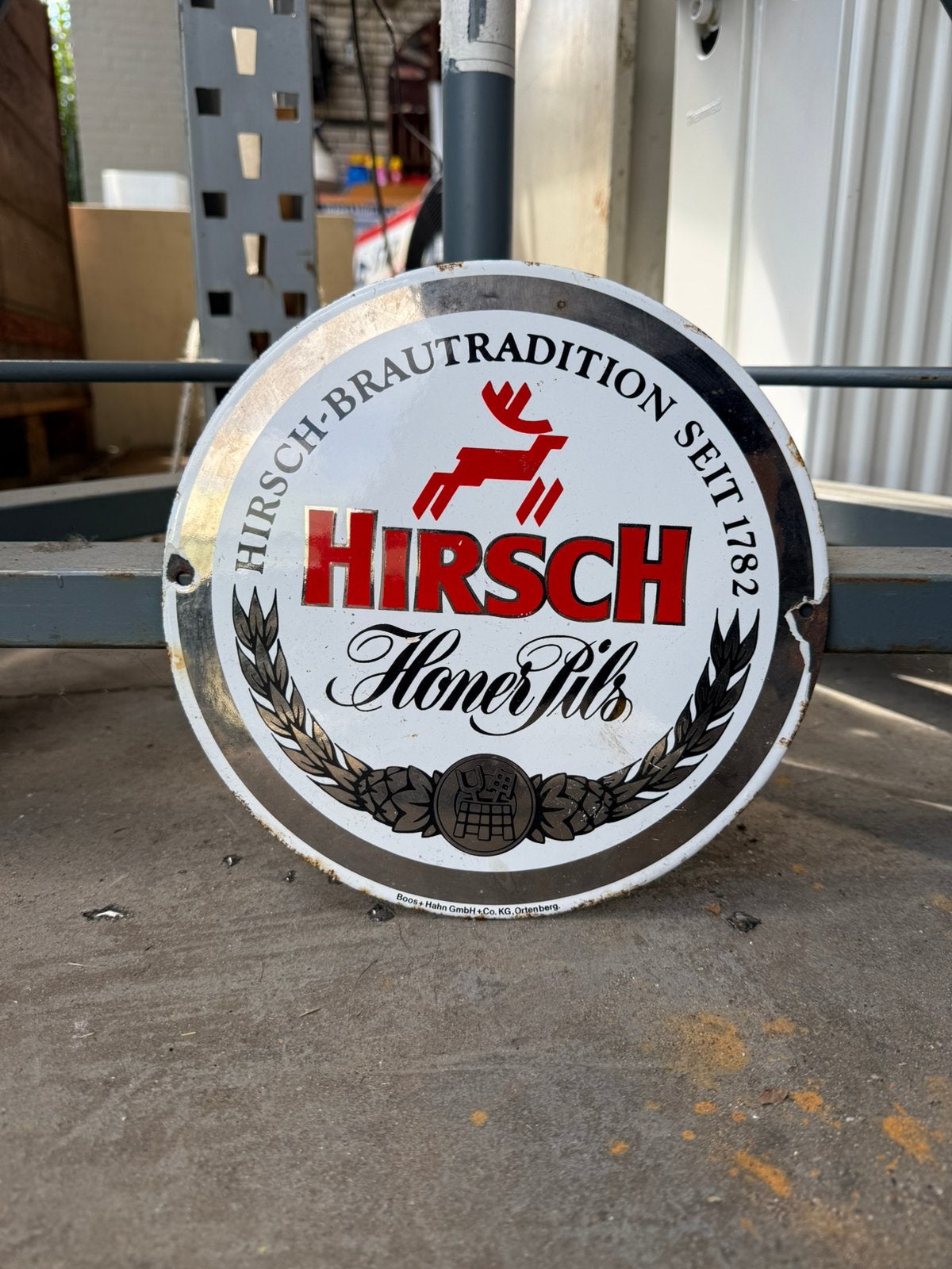 Emaille Reclamebord Hirsch Honer Pils, Ophalen of Verzenden