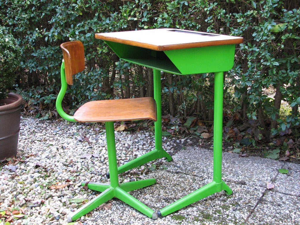 Schoolbankje met stoeltje, Ophalen, Gebruikt, Tafel(s) en Stoel(en)