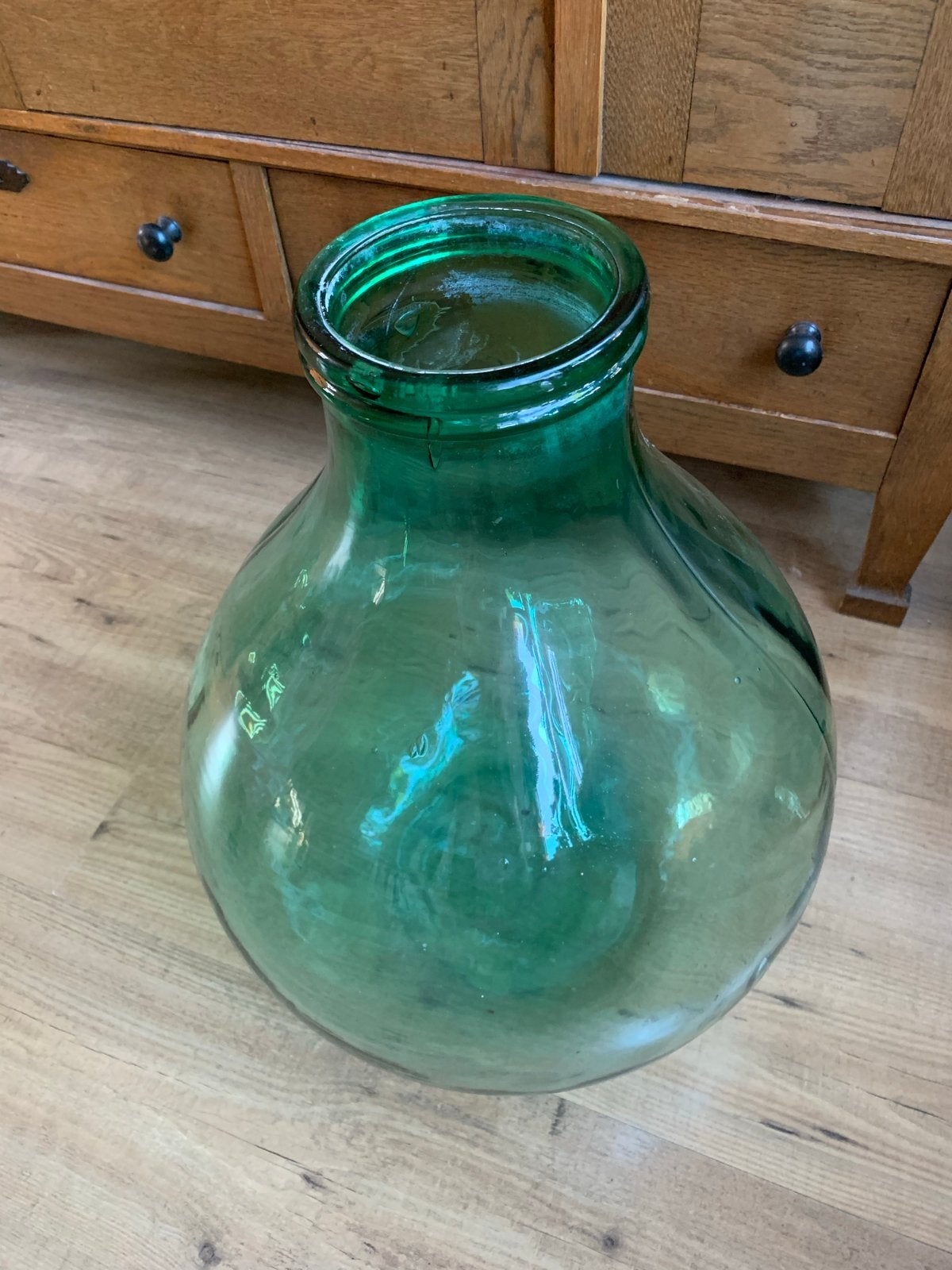 Grote vintage groene glazen fles /mandfles Dame Jeanne!, Ophalen