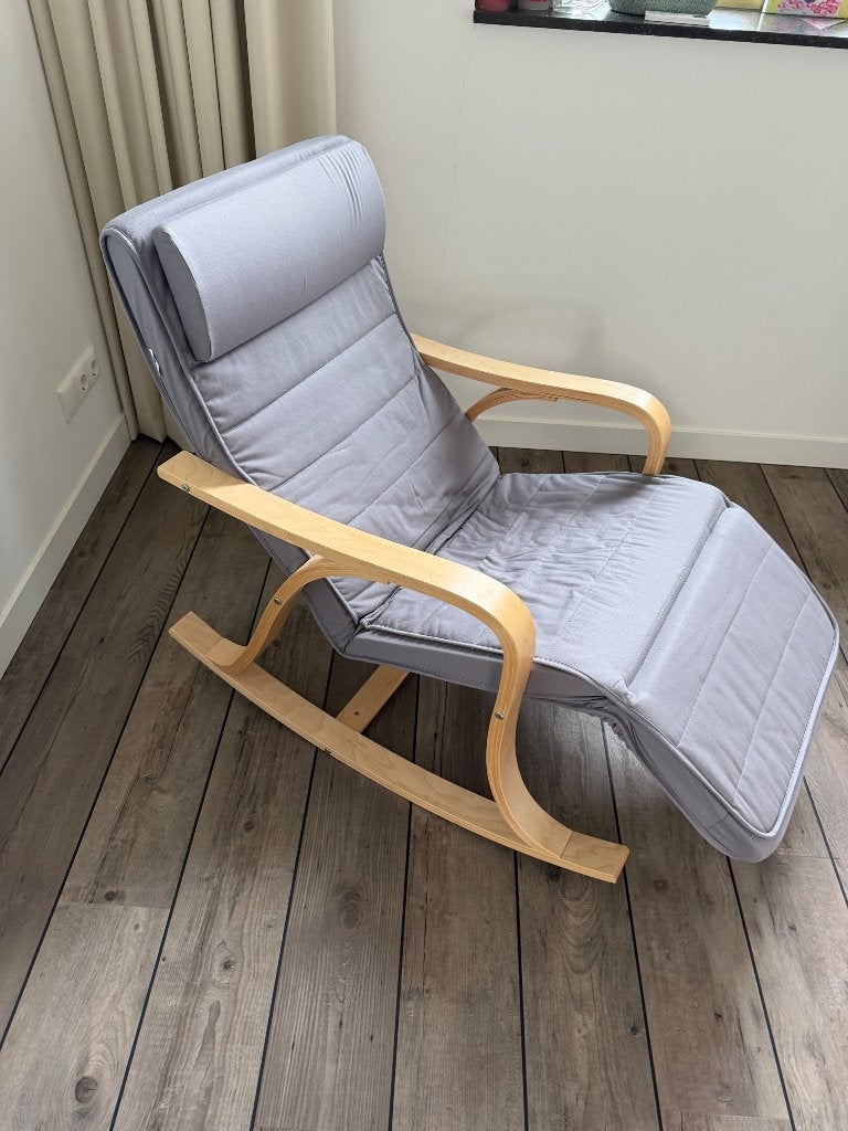 Schommelstoel grijs, Huis en Inrichting, Stoelen, Ophalen, Zo goed als nieuw, Stof, Eén
