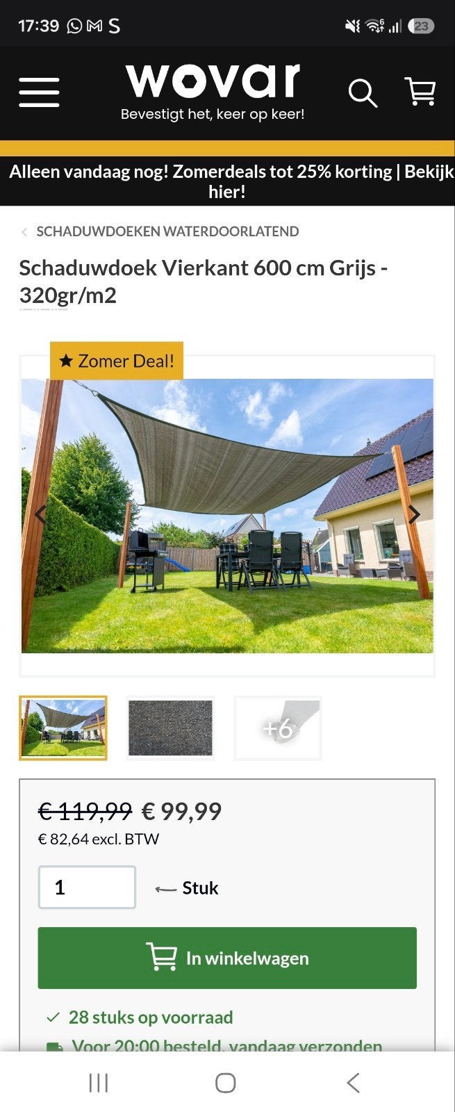 Beige Schaduwdoek Vierkant 600 cm - Waterdoorlatend, Ophalen, Nieuw