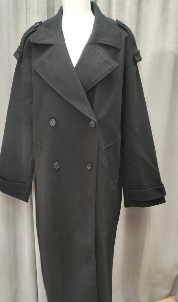 NA-KD trenchcoat oversize zwarte lange jas maat 38, Kleding | Dames, Jassen | Zomer, Maat 38/40 (M), NA-KD, Zwart, Nieuw