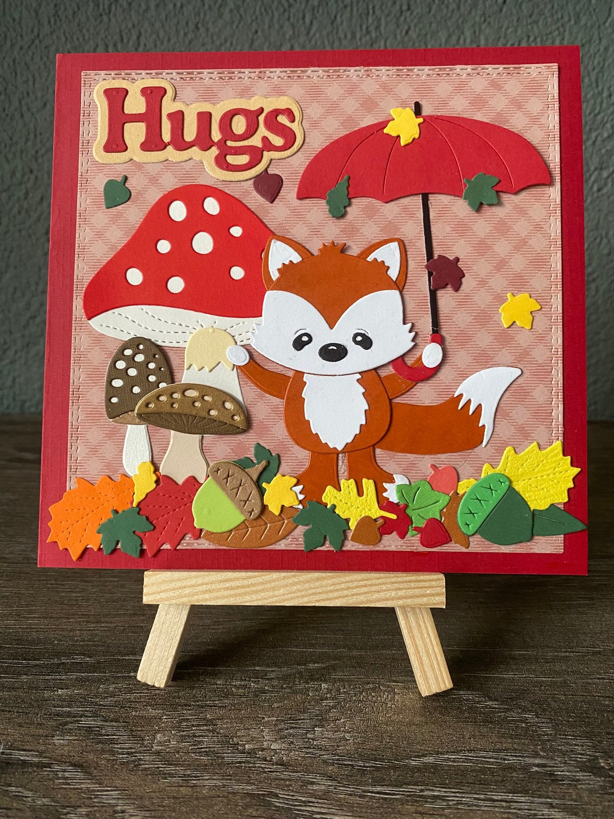 Handgemaakte kaart nr 789 knuffel herfst, Ophalen of Verzenden, Nieuw, Overige thema's