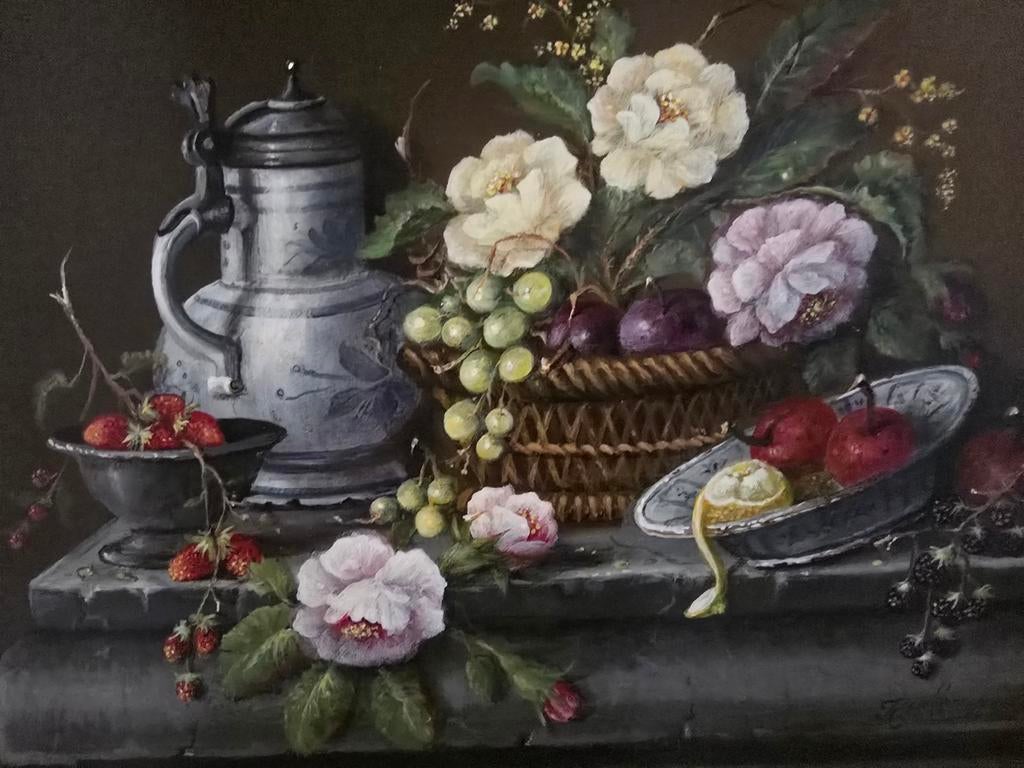 Prachtig stilleven van Thomas Heesakkers op paneel, Antiek en Kunst, Ophalen of Verzenden
