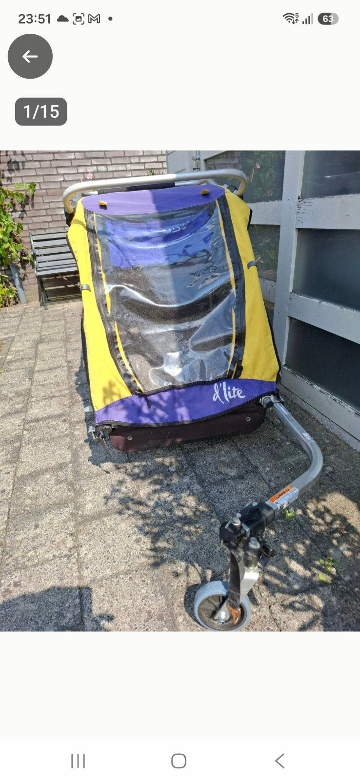 Burley D'Lite kinder/honden fietskar., Fietsen en Brommers, Fietsaccessoires | Aanhangers en Karren, Ophalen, Kinderkar, Opvouwbaar