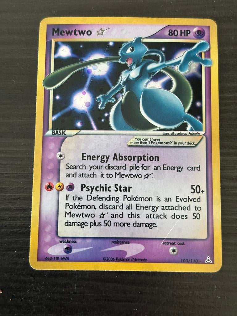 Pokemon kaart Mewtwo 103/110 holo, Ophalen of Verzenden, Gebruikt, Losse kaart, Foil