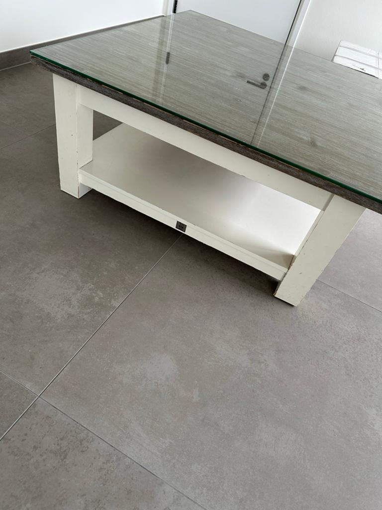 Riviera Maison Salontafel met Glasplaat, Gebruikt, 100 tot 150 cm, Vierkant, Glas
