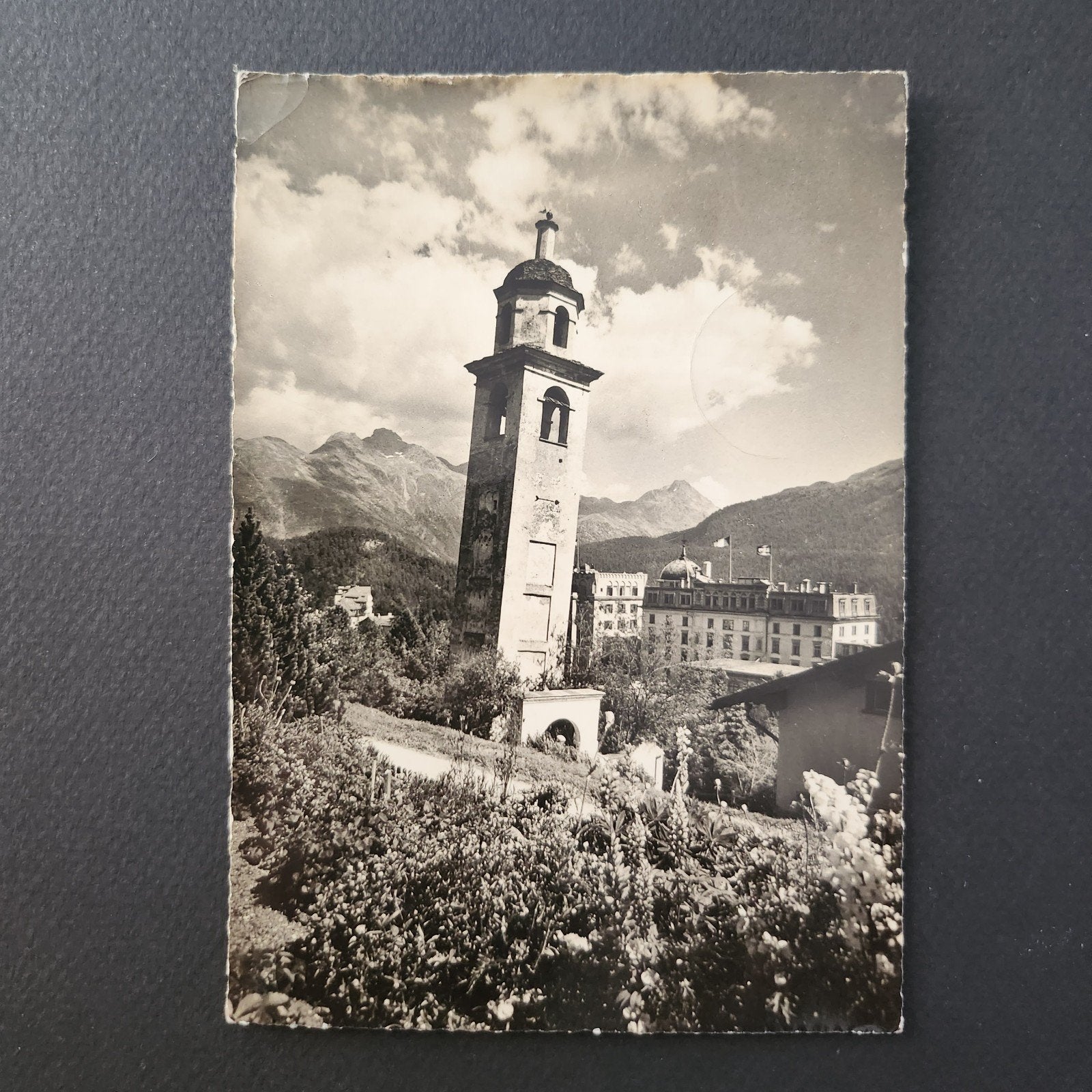 Oude ansichtkaart St. Moritz, Schiefer Turm - Zwitserland, Verzenden, 1940 tot 1960, Gelopen, Overig Europa