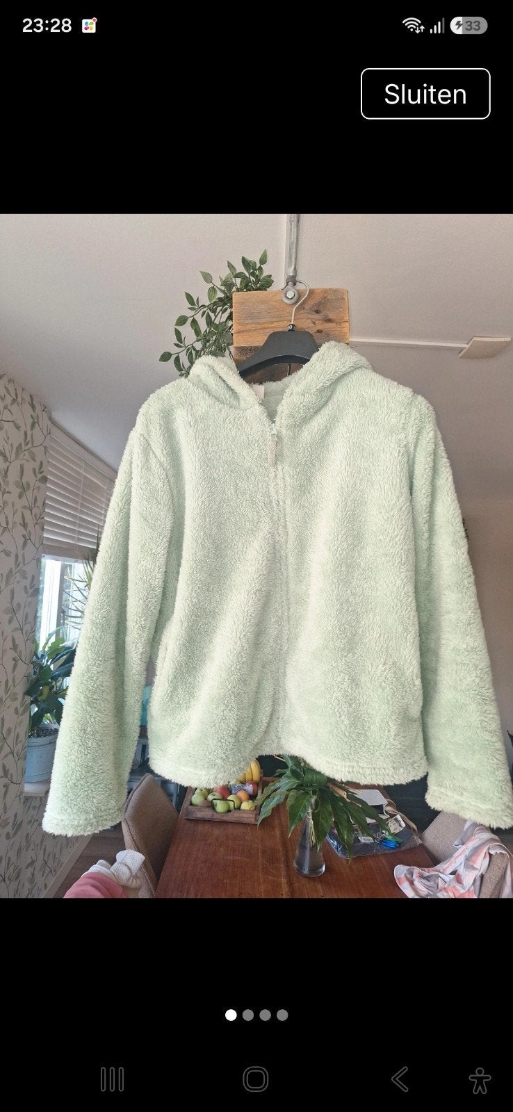 Zachte mintgroene teddy hoodie - Zo goed als nieuw, Ophalen of Verzenden, Zo goed als nieuw, Maat 38/40 (M), Groen