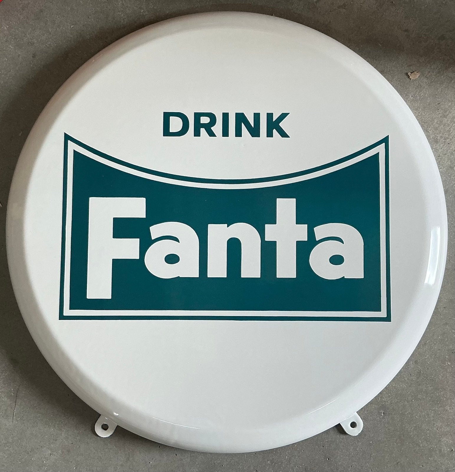Emaille FANTA button bord 40 cm, Ophalen of Verzenden, Gebruikt, Reclamebord
