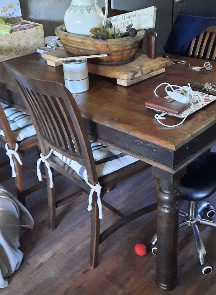 Eettafel met 4 stoelen, Huis en Inrichting, Ophalen, Zo goed als nieuw, Rechthoekig, 50 tot 100 cm
