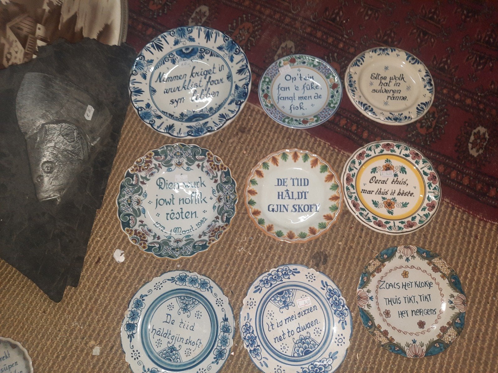 Delfts Blauwe Tegels en Borden met Spreuken, Antiek en Kunst, Ophalen of Verzenden