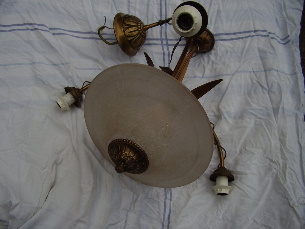 lamp hanglamp antiek artdeco glas woonkamer sfeer decoratie, Ophalen of Verzenden, Gebruikt, Glas, Artdeco
