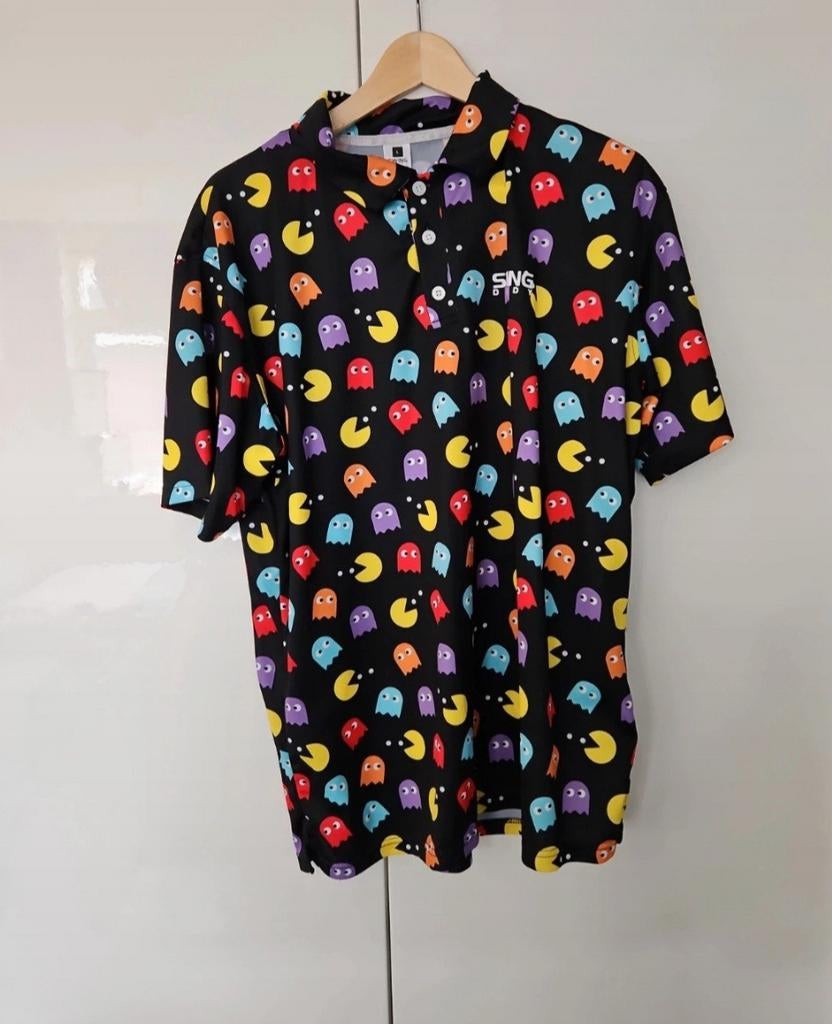 Golfshirt met Pac-Man print, Ophalen of Verzenden, Nieuw, Zwart