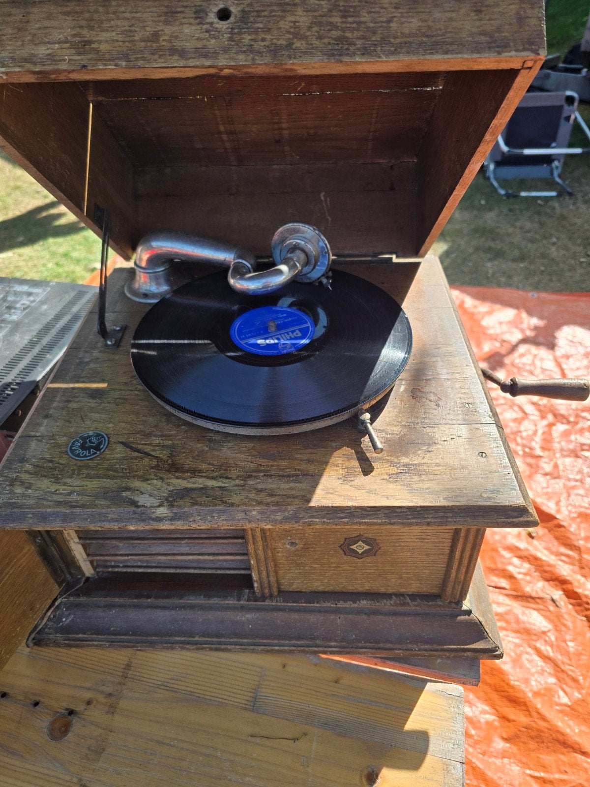 Mooie antieke grammofoon, decoratief en functioneel, Ophalen, Gebruikt, Platenspeler, Overige merken