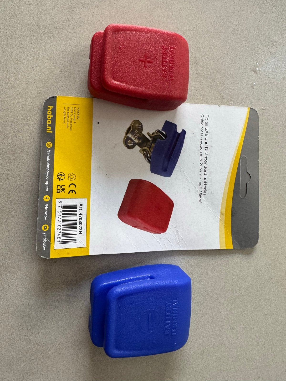 Haba Accupoolklemmen Beschermkappen Rood/Blauw, Ophalen, Nieuw, Universele onderdelen