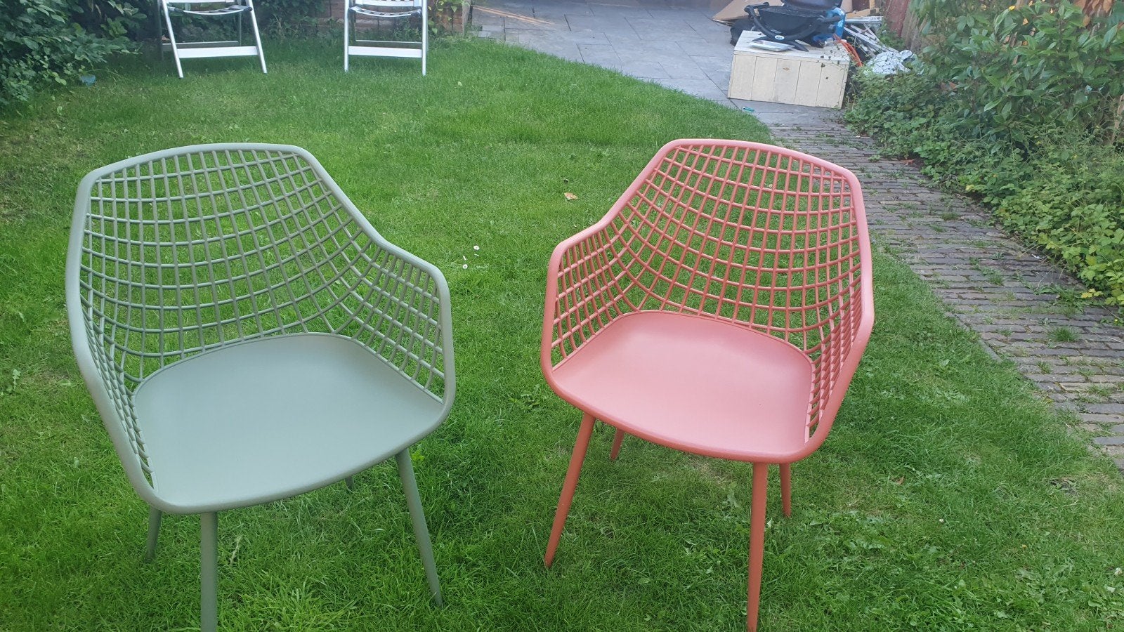 NOG NIEUW IN DOOS. Kuipstoel Webbing Terra en Groen 2 stuks, Huis en Inrichting, Stoelen, Ophalen, Twee, Overige kleuren, Zo goed als nieuw