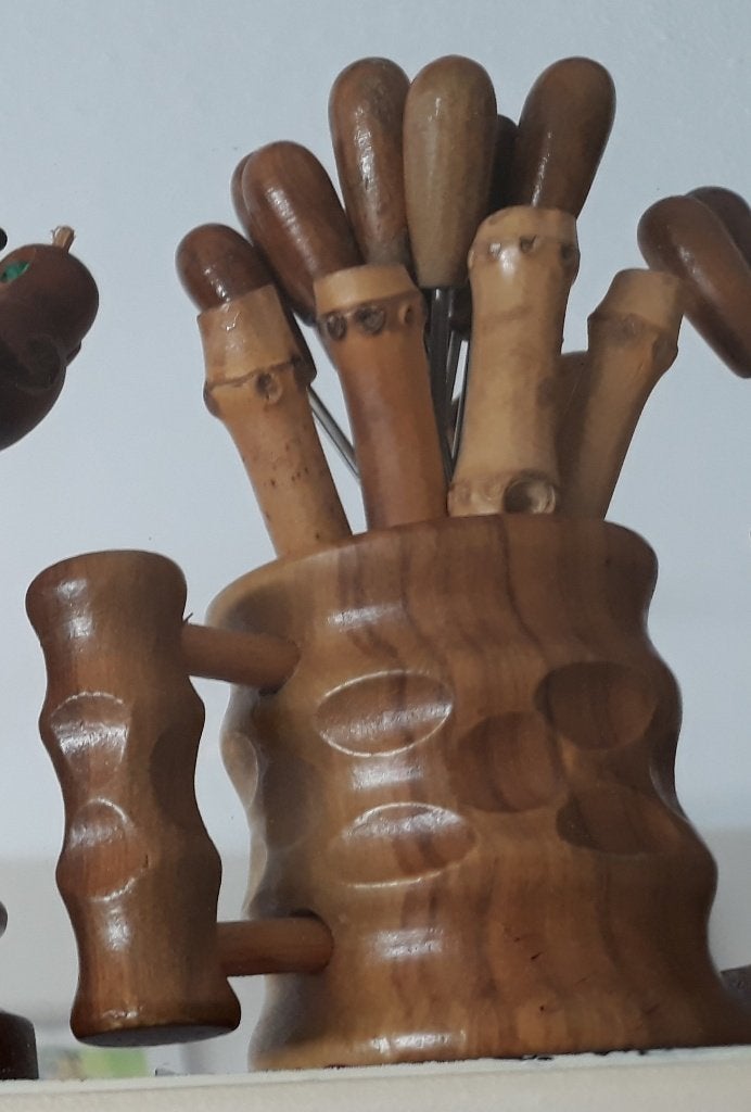 Houten bierpul met houten cocktailprikkers, Ophalen of Verzenden