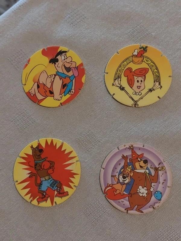 4 Croky Caps / The Flinstones, Verzamelen, Flippo's, Verzenden, Losse flippo's