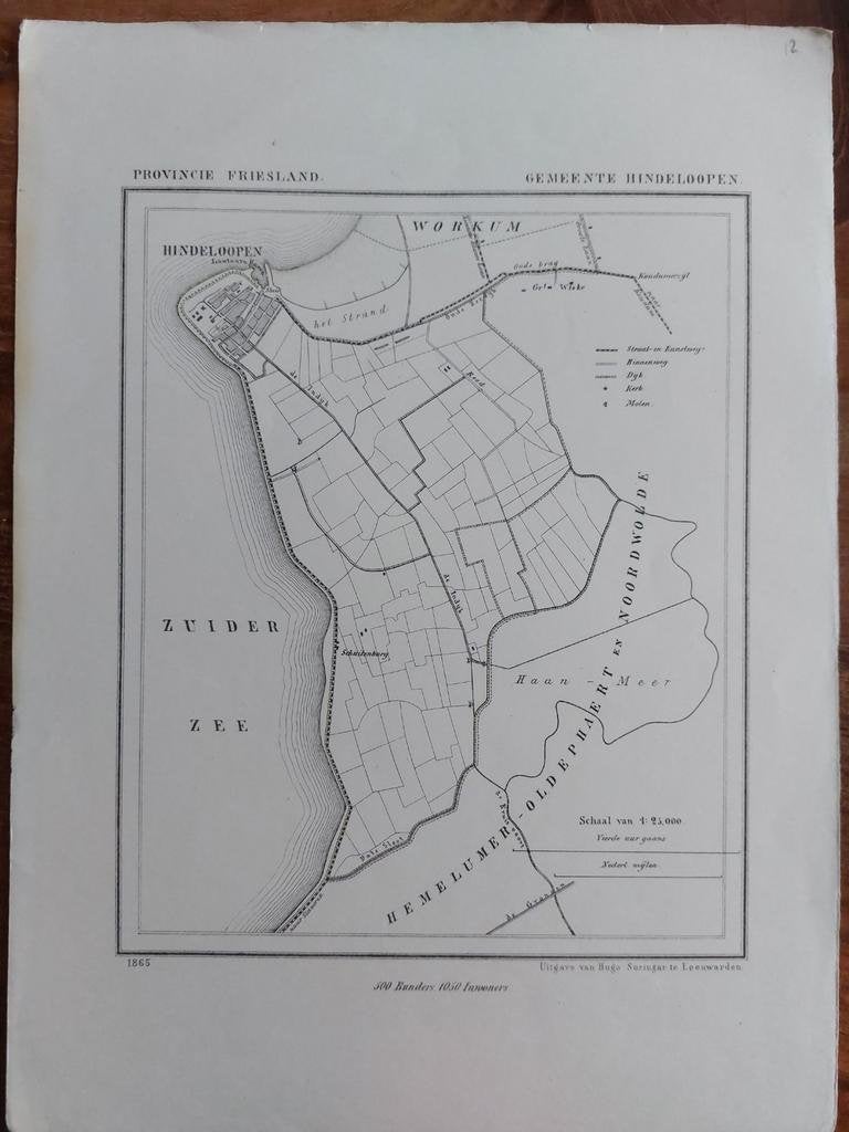 12 / Hindeloopen Zuiderzee Litho uit 1865 van J. Kuyper, Ophalen of Verzenden