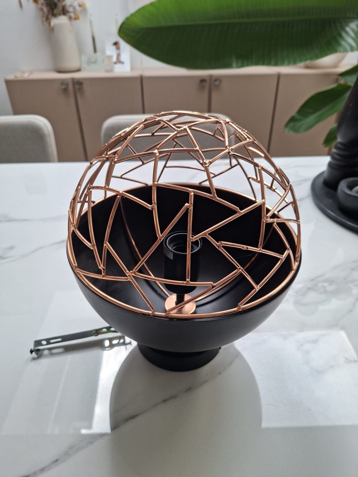 Plafondlamp bol koper rose zwart - Rietveld Licht, Ophalen, Modern, Zwart, E27 (groot)