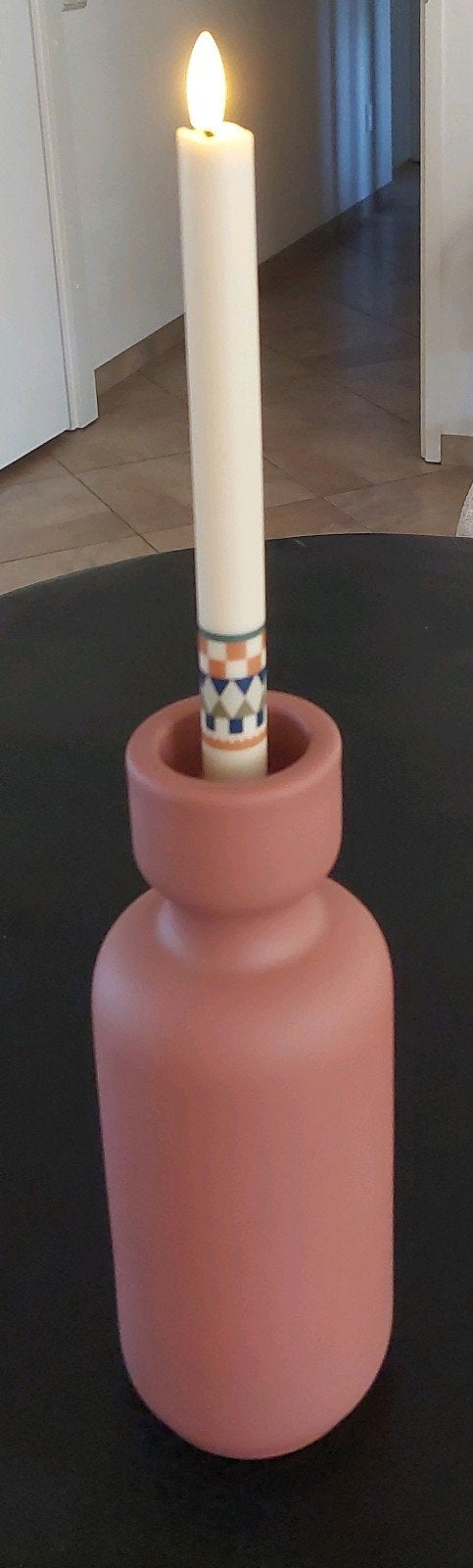 Terracotta Kandelaar Villa Collection Denmark - 27cm, Overige merken, Ophalen of Verzenden, Zo goed als nieuw, Steen/keramiek