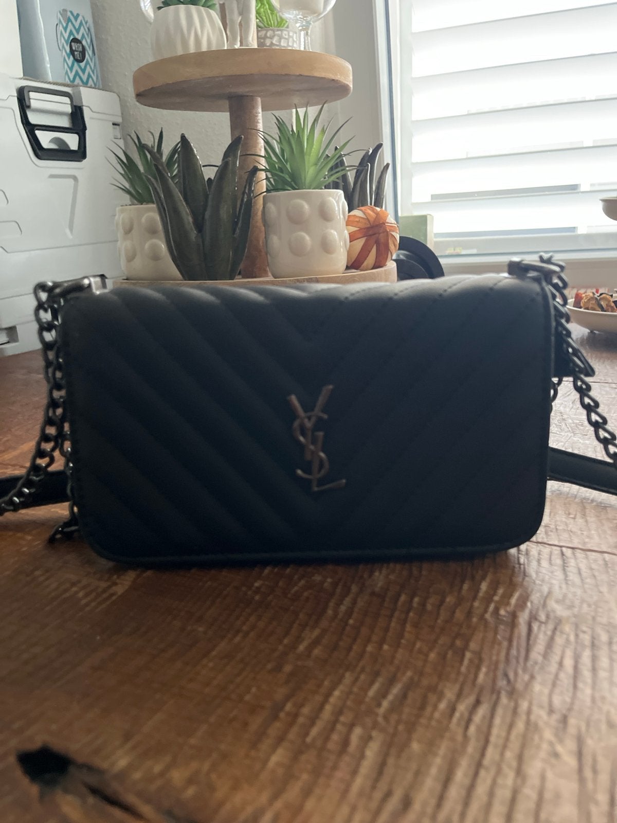 Zwarte YSL-stijl schoudertas met ketting, Overige merken, Zwart, Nieuw, Ophalen of Verzenden