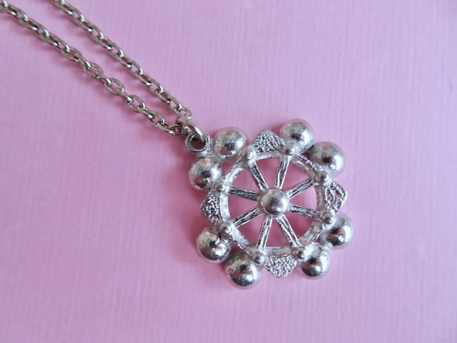 jwg Vintage 60s Modernist design hanger ketting zilver klr, Ophalen of Verzenden, Overige materialen, Ketting