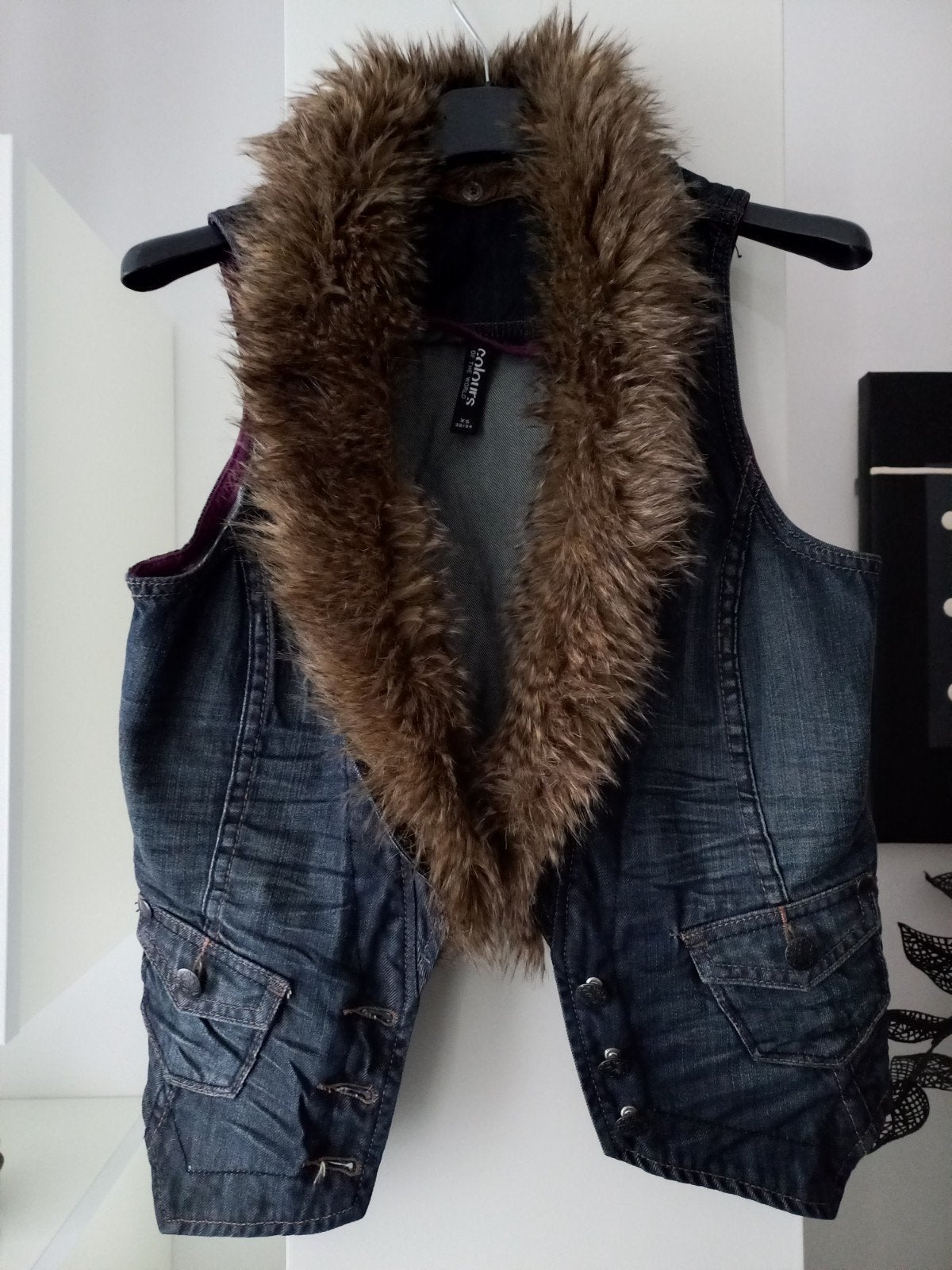 nieuwe spijker bodywarmer met bontkraag maat XS koopje nu, Ophalen of Verzenden, Nieuw, Maat 34 (XS) of kleiner, Blauw