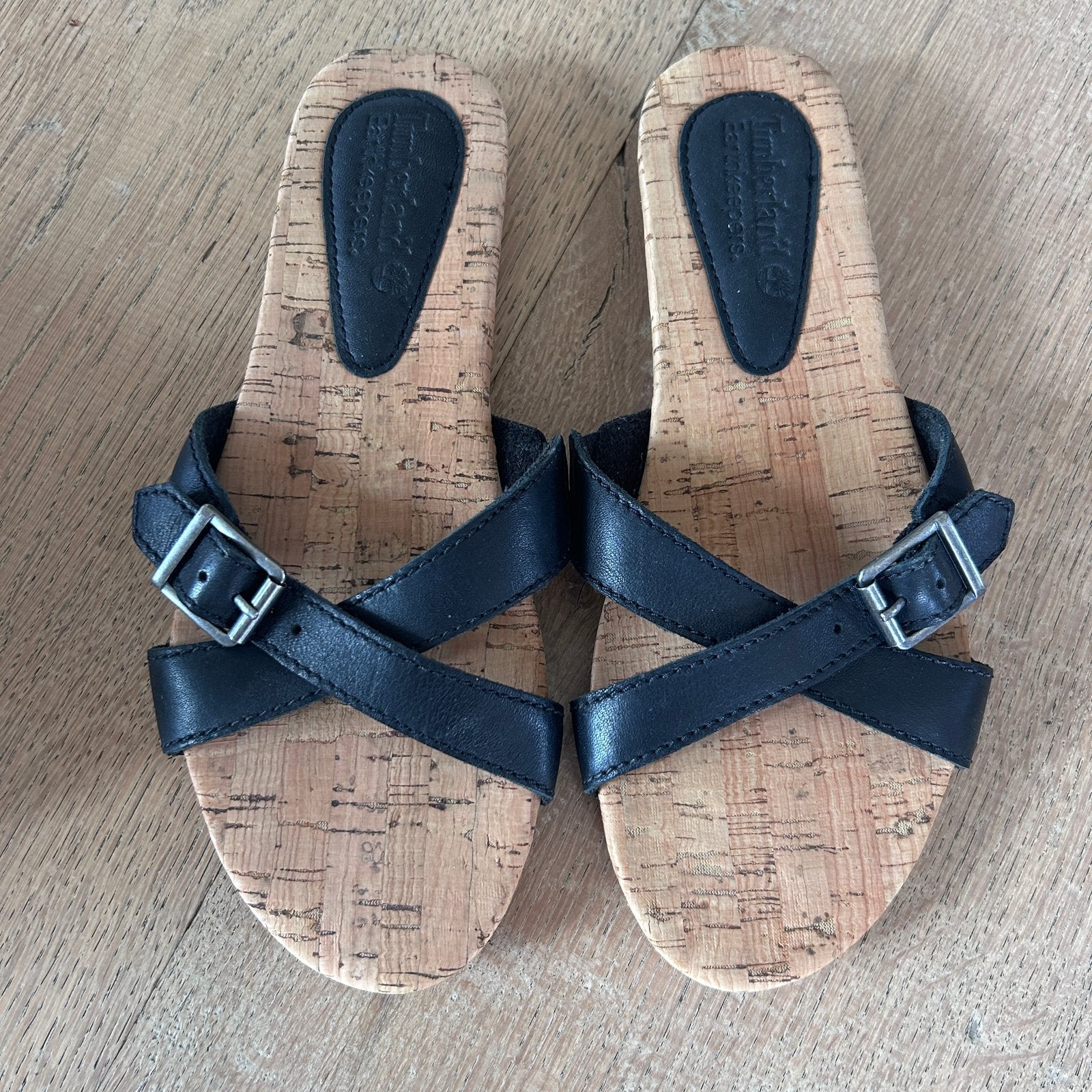 Timberland Earthkeepers sandalen met kurkzool, Zwart, Zo goed als nieuw, Sandalen of Muiltjes, Ophalen of Verzenden