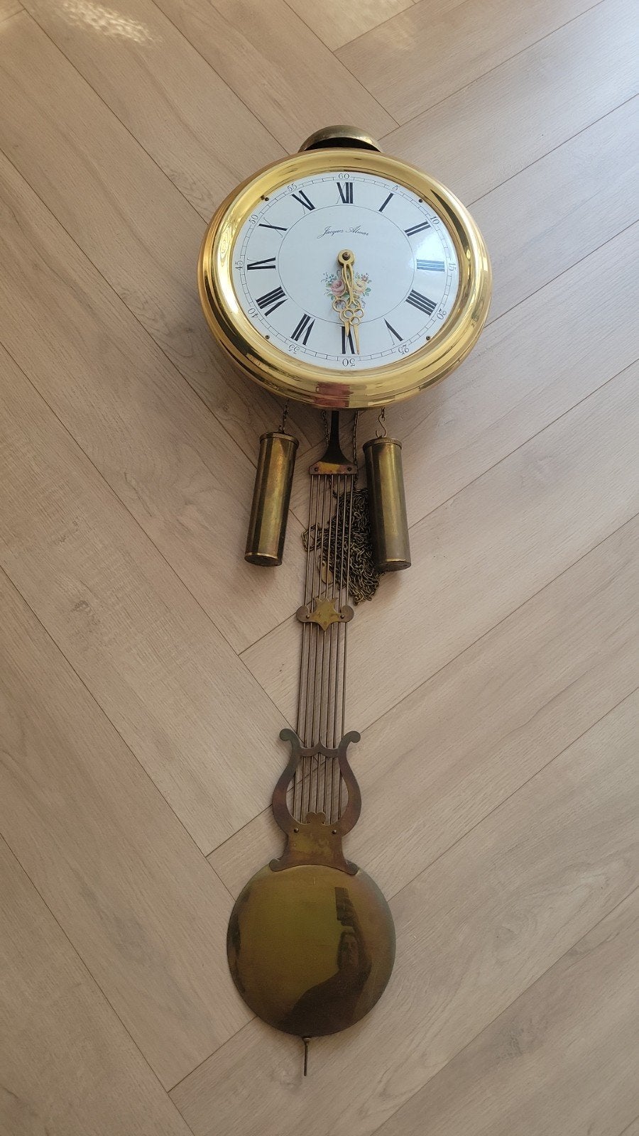 Antieke Junghans wandklok met slinger en gewichten, Ophalen of Verzenden