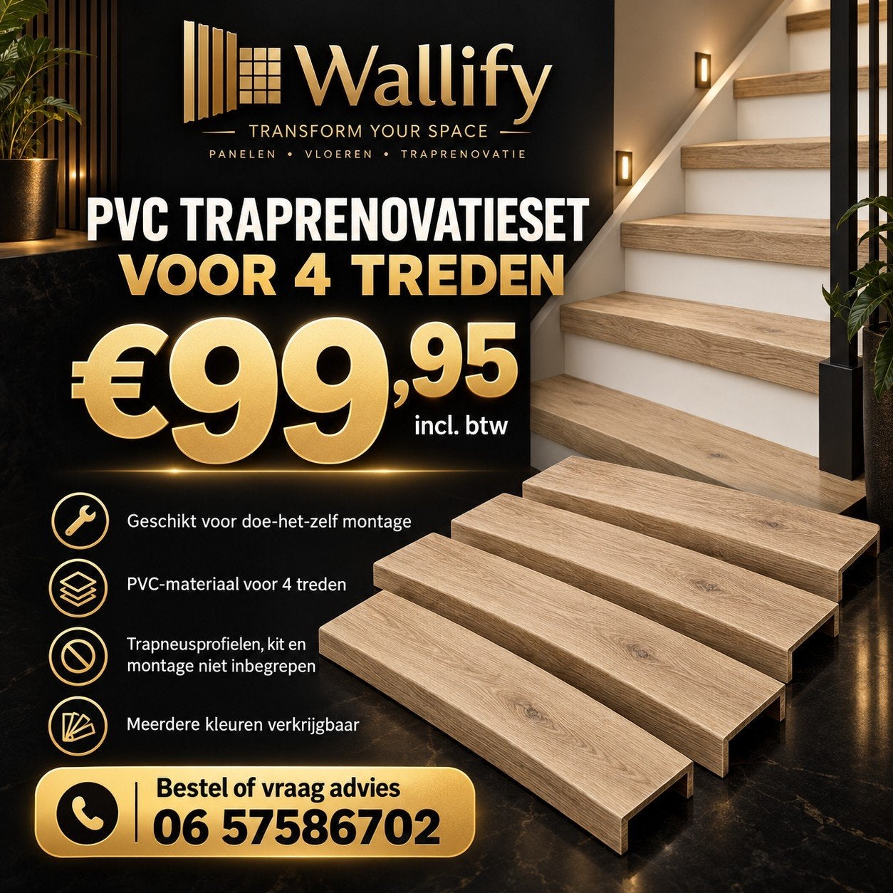 Doe-het-zelf traprenovatie PVC treden, Ophalen of Verzenden
