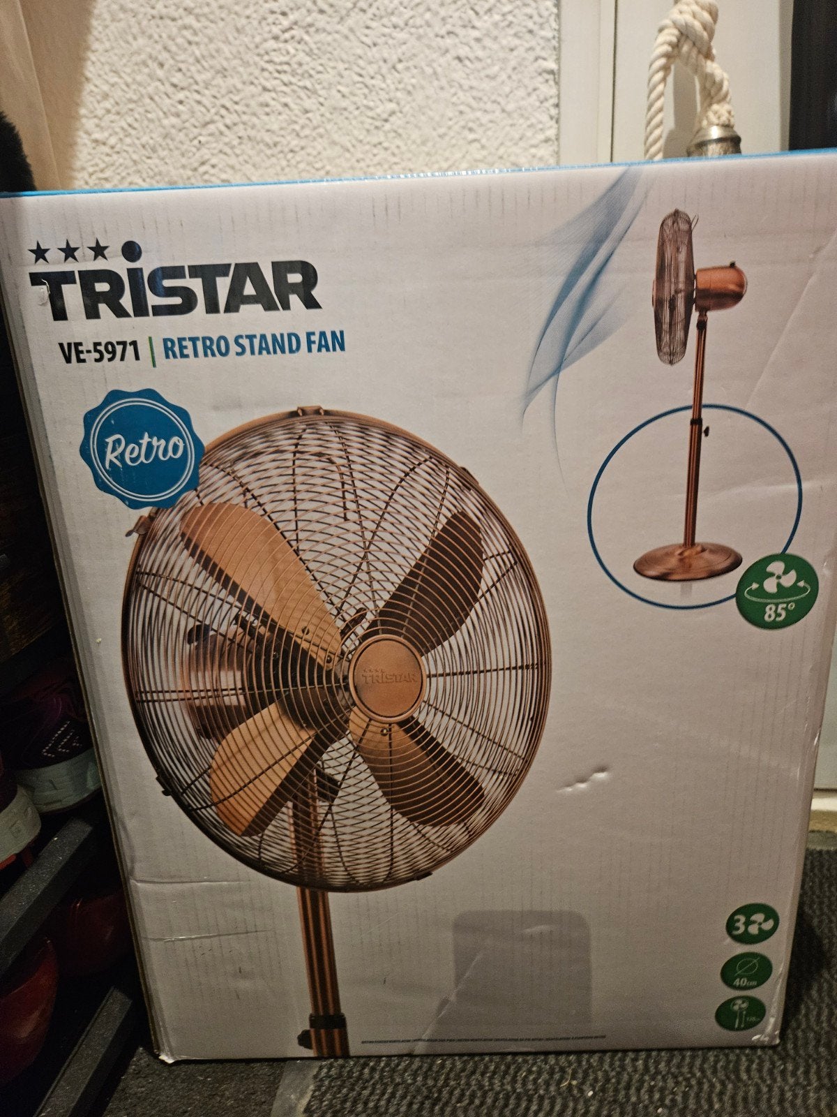 Tristar VE-5971 Retro Statiefventilator - Koperkleurig, Witgoed en Apparatuur, Ventilatoren, Nieuw, Statiefventilator, Ophalen