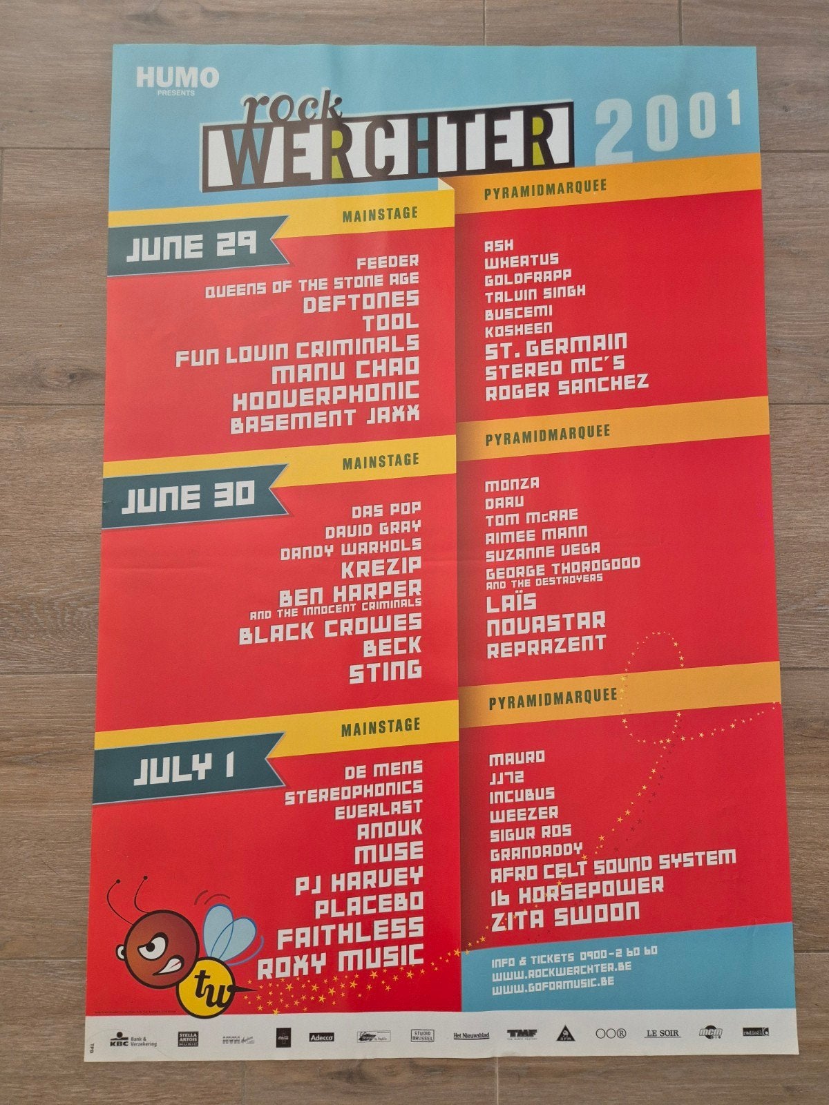 Festivalposter Rock Werchter 2001, Ophalen of Verzenden, Zo goed als nieuw, Muziek