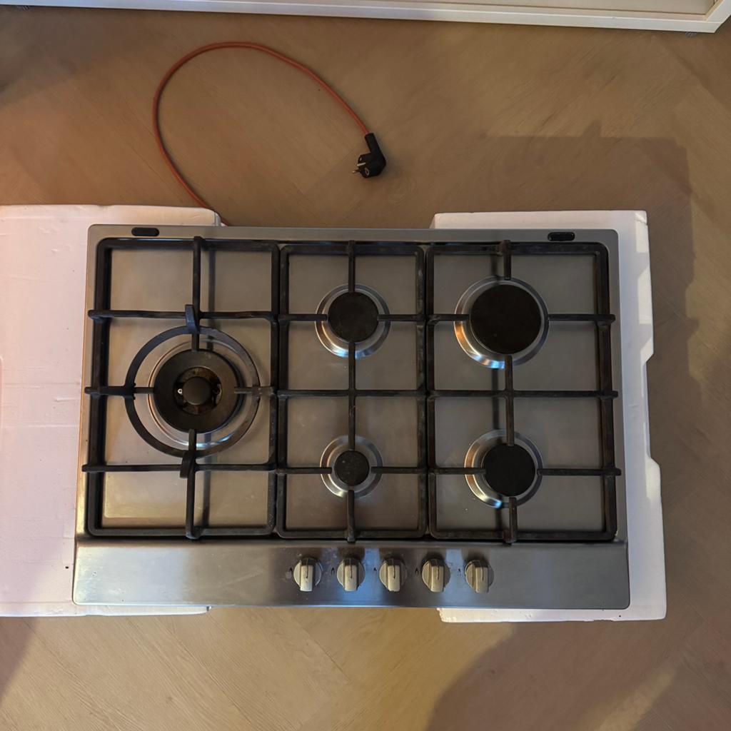 Whirlpool AKR 3291/IX 5-pits gaskookplaat, Witgoed en Apparatuur, Kookplaten, Ophalen, Gebruikt, Inbouw, Gas