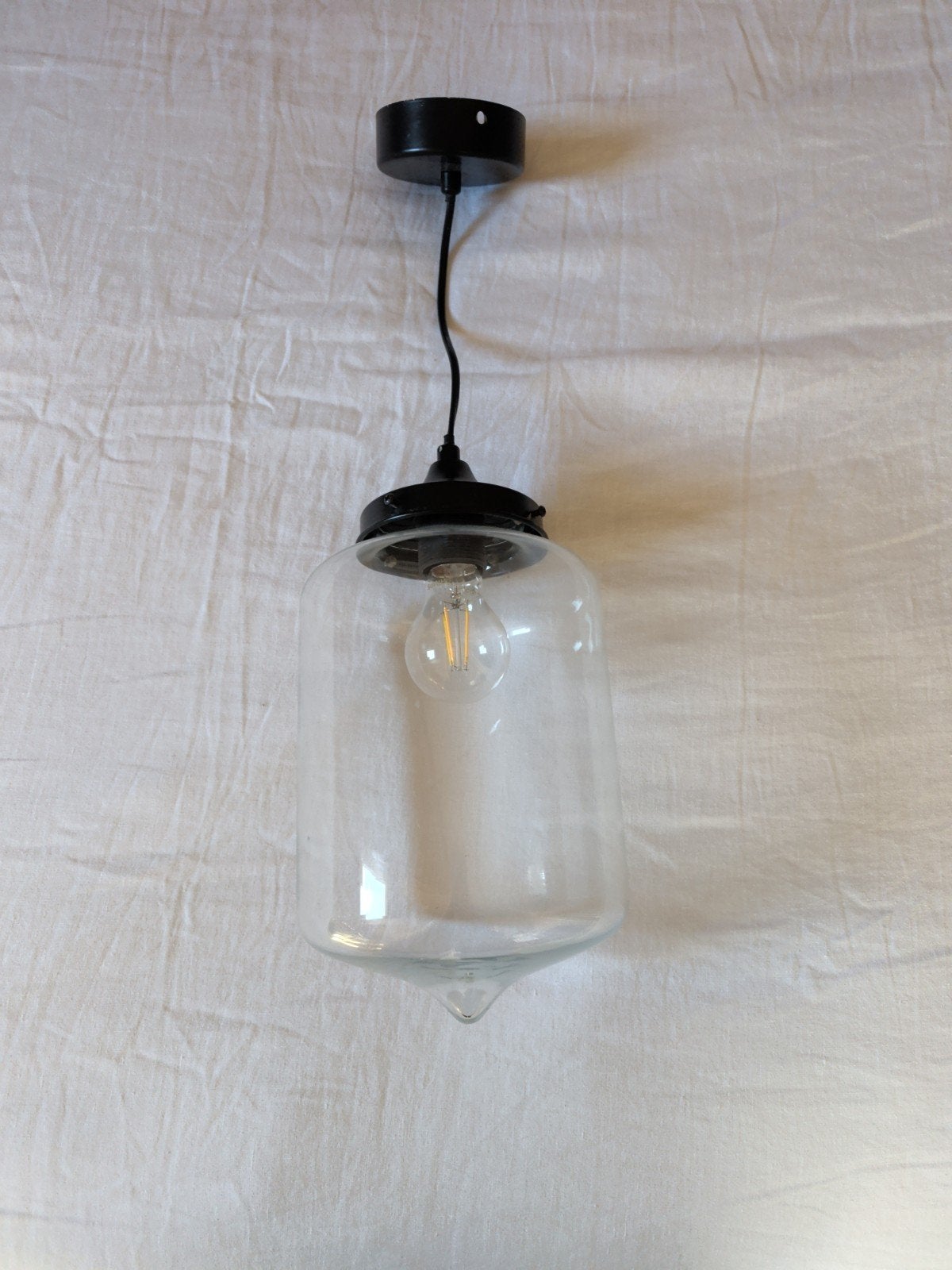Glazen hanglamp, Zo goed als nieuw, Glas, Modern, E27 (groot)