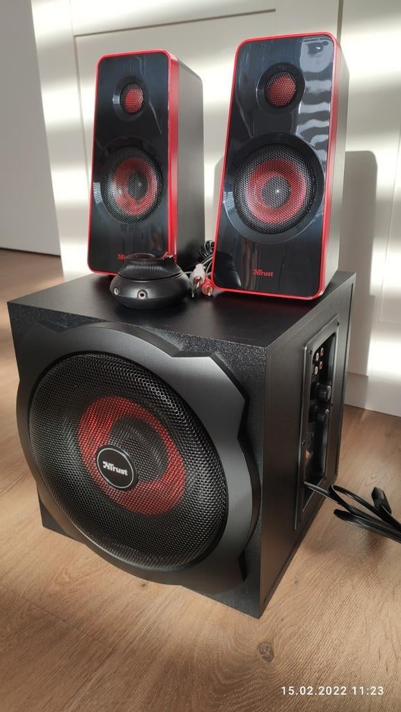 Trust GXT 638 Loke 2.1 Speaker Set Zwart/Rood perfecte staat, Overige merken, Overige typen, Ophalen of Verzenden, Zo goed als nieuw