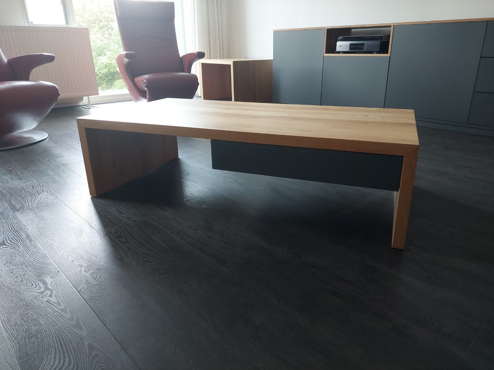 Interstar salontafel en hocker - Eikenhout, Ophalen, Gebruikt, Eikenhout, Modern