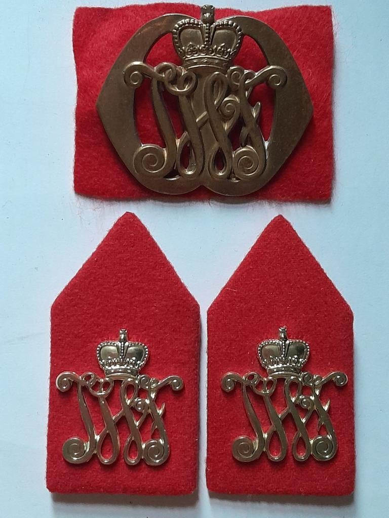 Setje emblemen R.I. Johan Willem Friso, Verzamelen, Ophalen of Verzenden, Landmacht, Nederland, Embleem of Badge