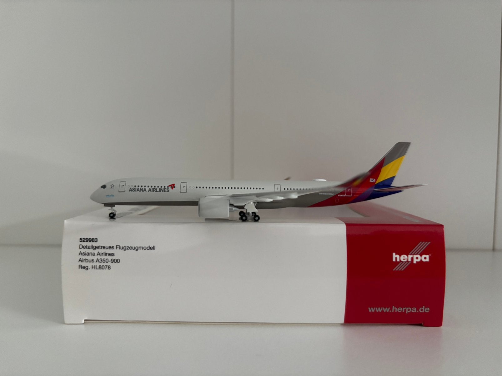 Herpa 529983 Asiana Airlines Airbus A350-900 1:500, Ophalen of Verzenden, Zo goed als nieuw, Schaalmodel