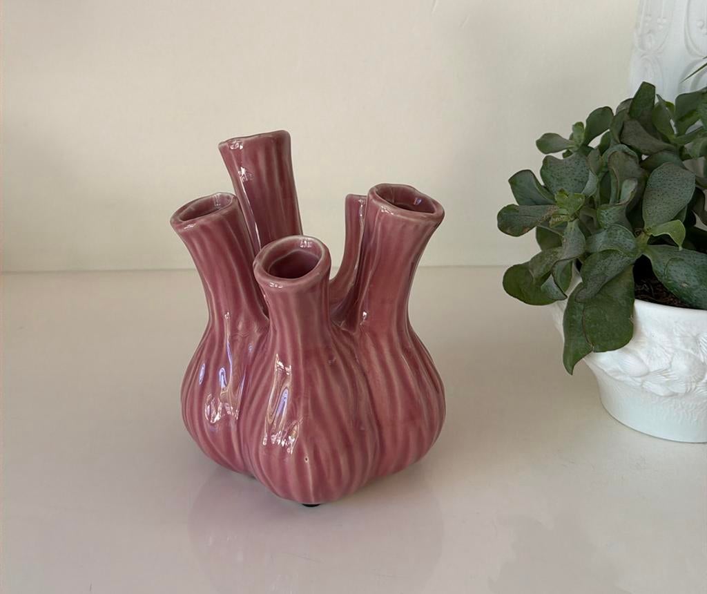 Daan Kromhout roze tulpenvaas, Huis en Inrichting, Woonaccessoires | Vazen, Overige kleuren, Ophalen of Verzenden, Minder dan 50 cm