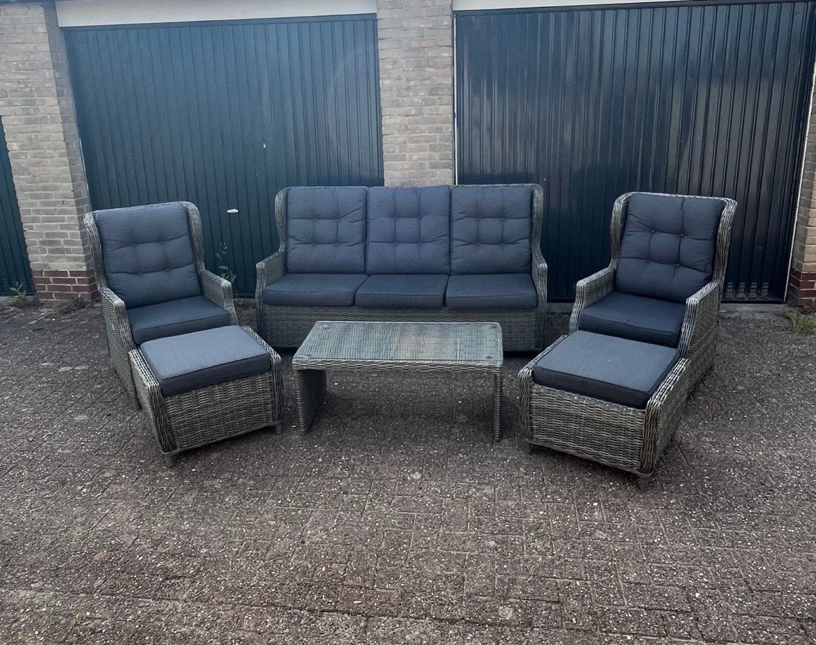 Mooie Luxe Loungeset met verstelbare rugleuning, Tuin en Terras, Tuinsets en Loungesets, Ophalen, Zo goed als nieuw, Wicker