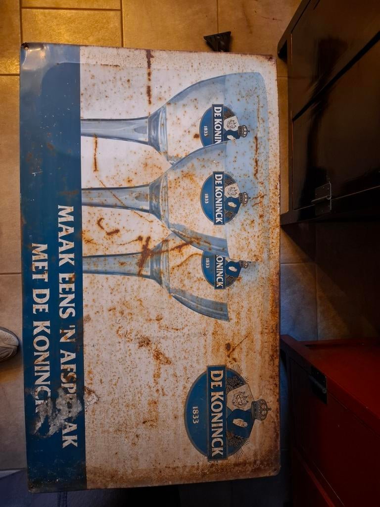 Vintage De Koninck bier reclamebord - 76x46cm, Verzamelen, Merken en Reclamevoorwerpen, Ophalen of Verzenden