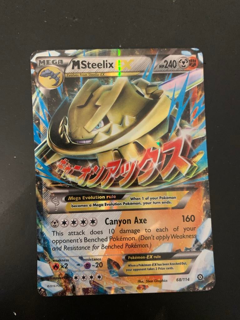 Pokémon Kaart: MEGA M Steelix EX (Foil, Gebruikt), Ophalen of Verzenden, Gebruikt, Losse kaart, Foil