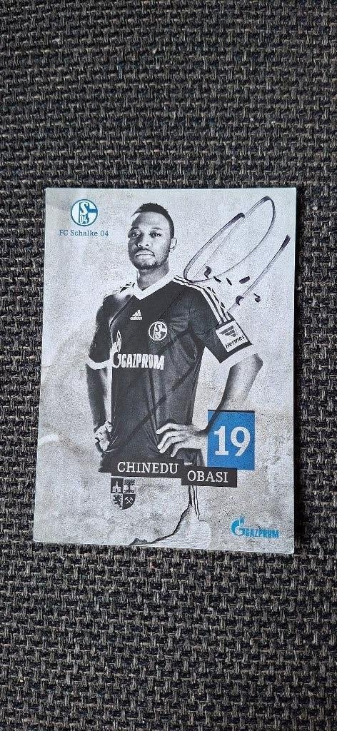 Spelerskaart met handtekening; Chinedu Obasi # Schalke 04, Verzamelen, Ophalen of Verzenden, Nieuw, Buitenlandse clubs, Spelerskaart